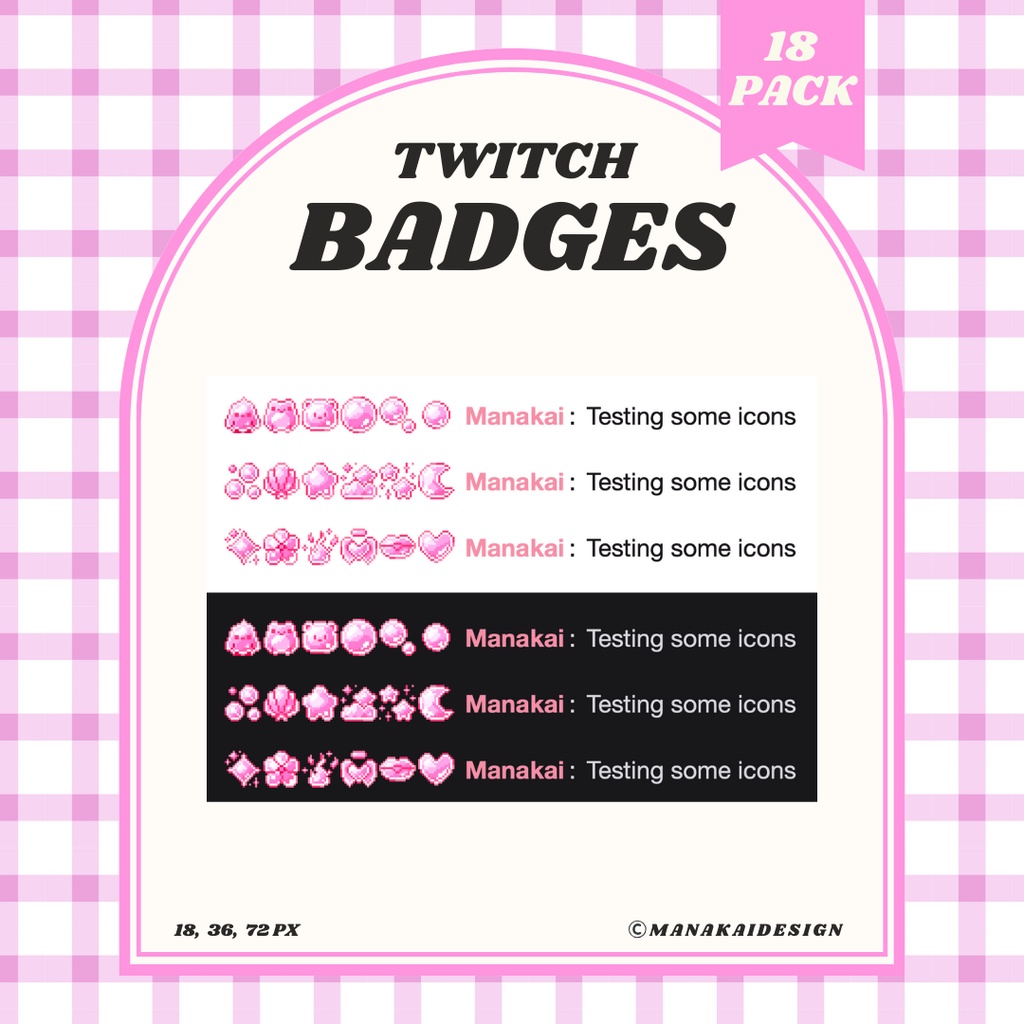 【Twitch対応】ピンクシャボン玉🫧のサブスクバッジ ▶︎18個 ドット絵