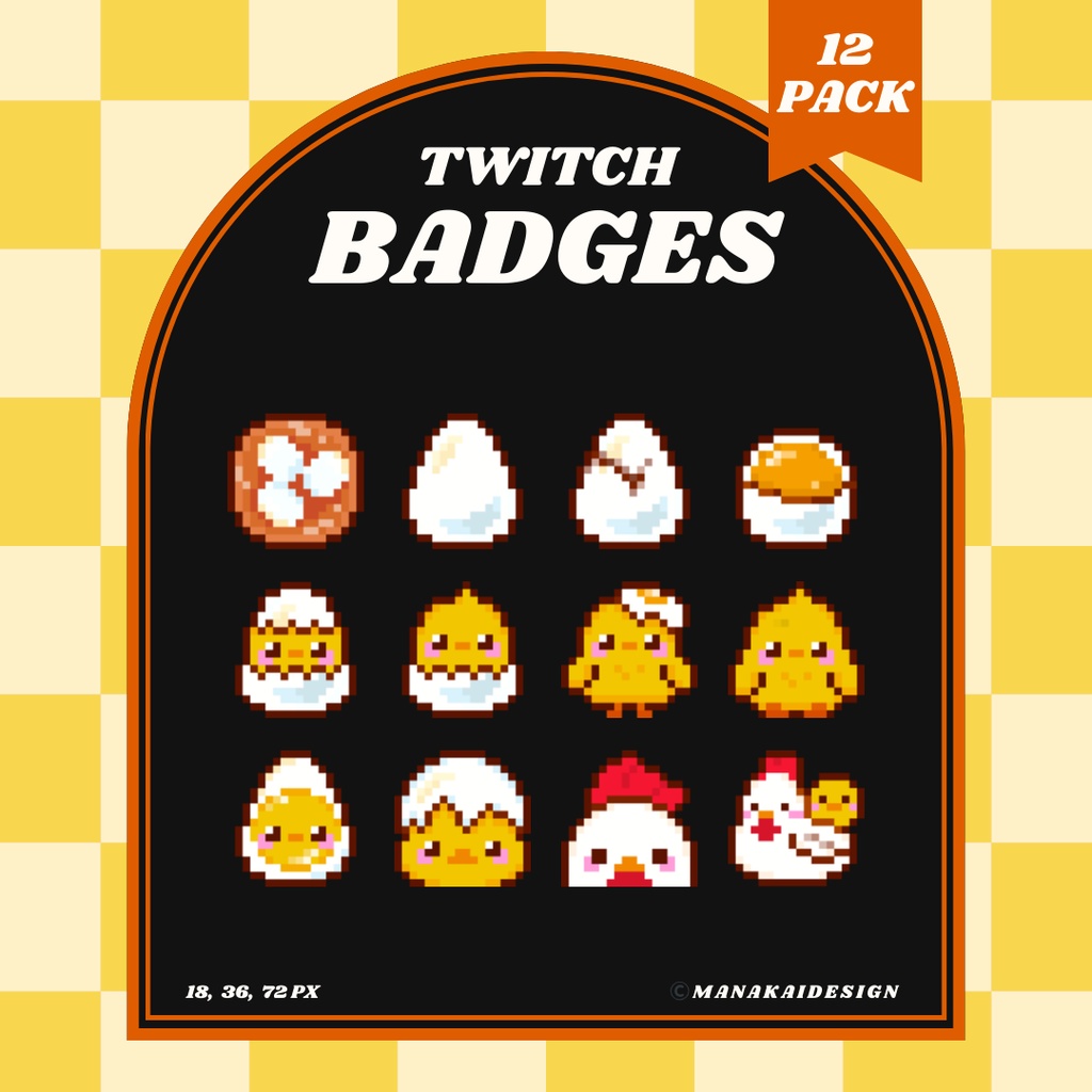 【Twitch対応】ひよこ🐣のサブスクバッジ ▶︎12個 ドット絵