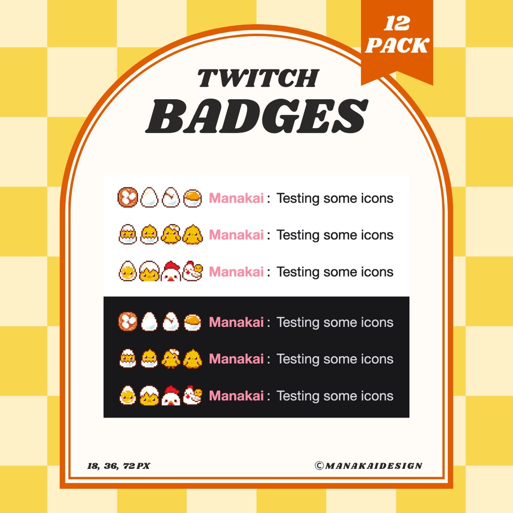 【Twitch対応】ひよこ🐣のサブスクバッジ ▶︎12個 ドット絵