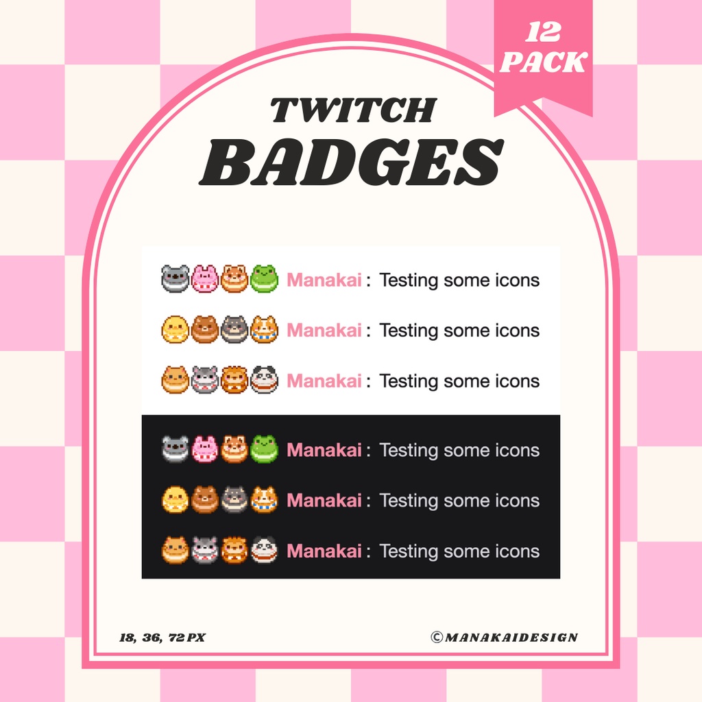 【Twitch対応】動物モチーフマカロンのサブスクバッジ ▶︎12個 ドット絵