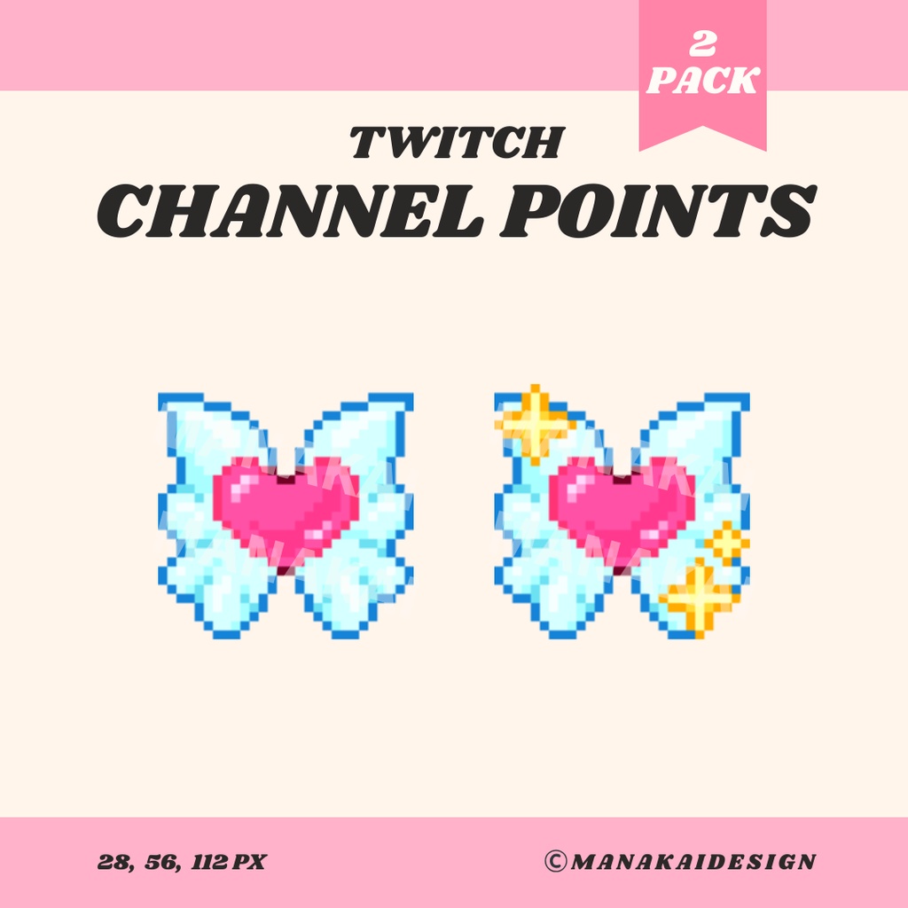 【Twitch対応】天使の羽とハート チャンネルポイント ▶︎ドット絵