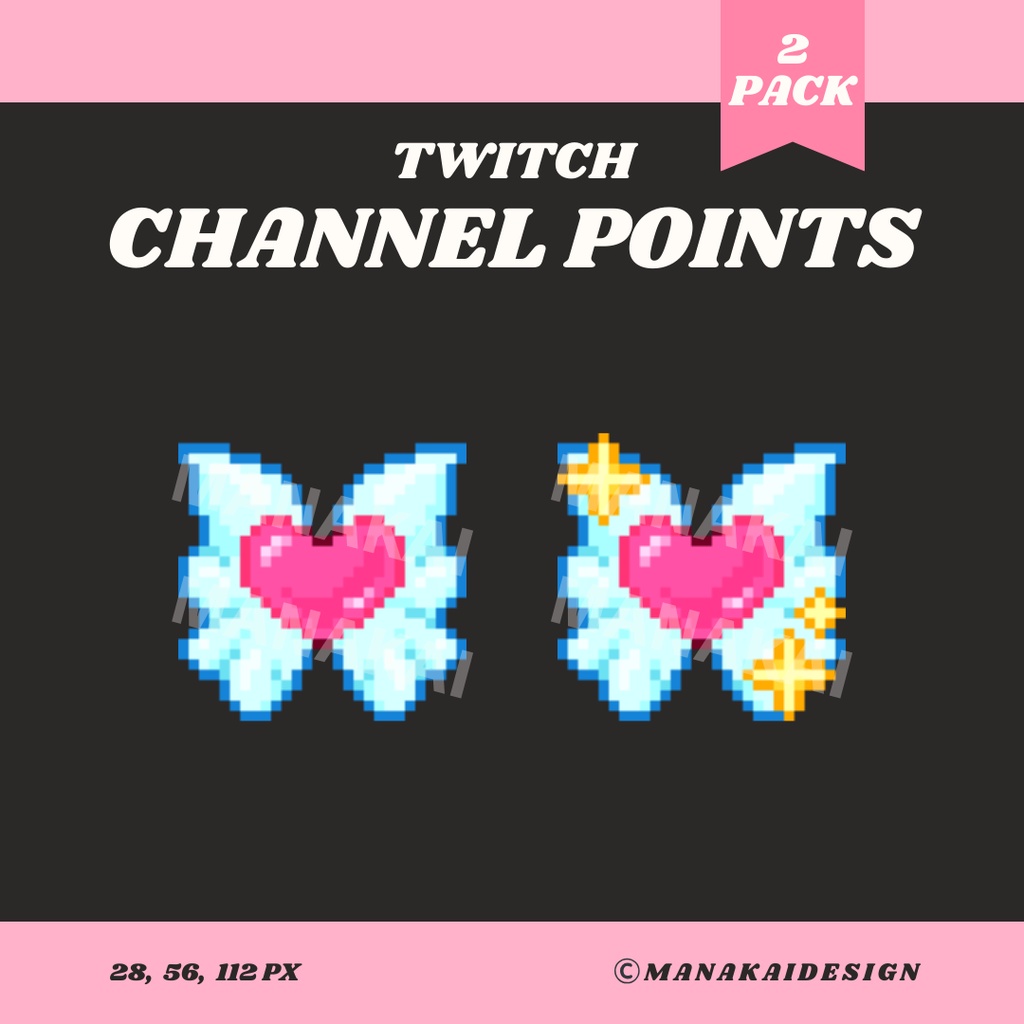【Twitch対応】天使の羽とハート チャンネルポイント ▶︎ドット絵