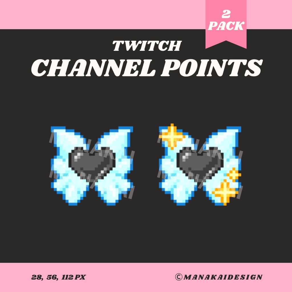 【Twitch対応】天使の羽とハート チャンネルポイント ▶︎ドット絵