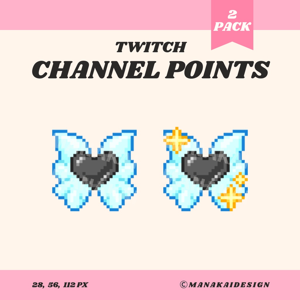【Twitch対応】天使の羽とハート チャンネルポイント ▶︎ドット絵