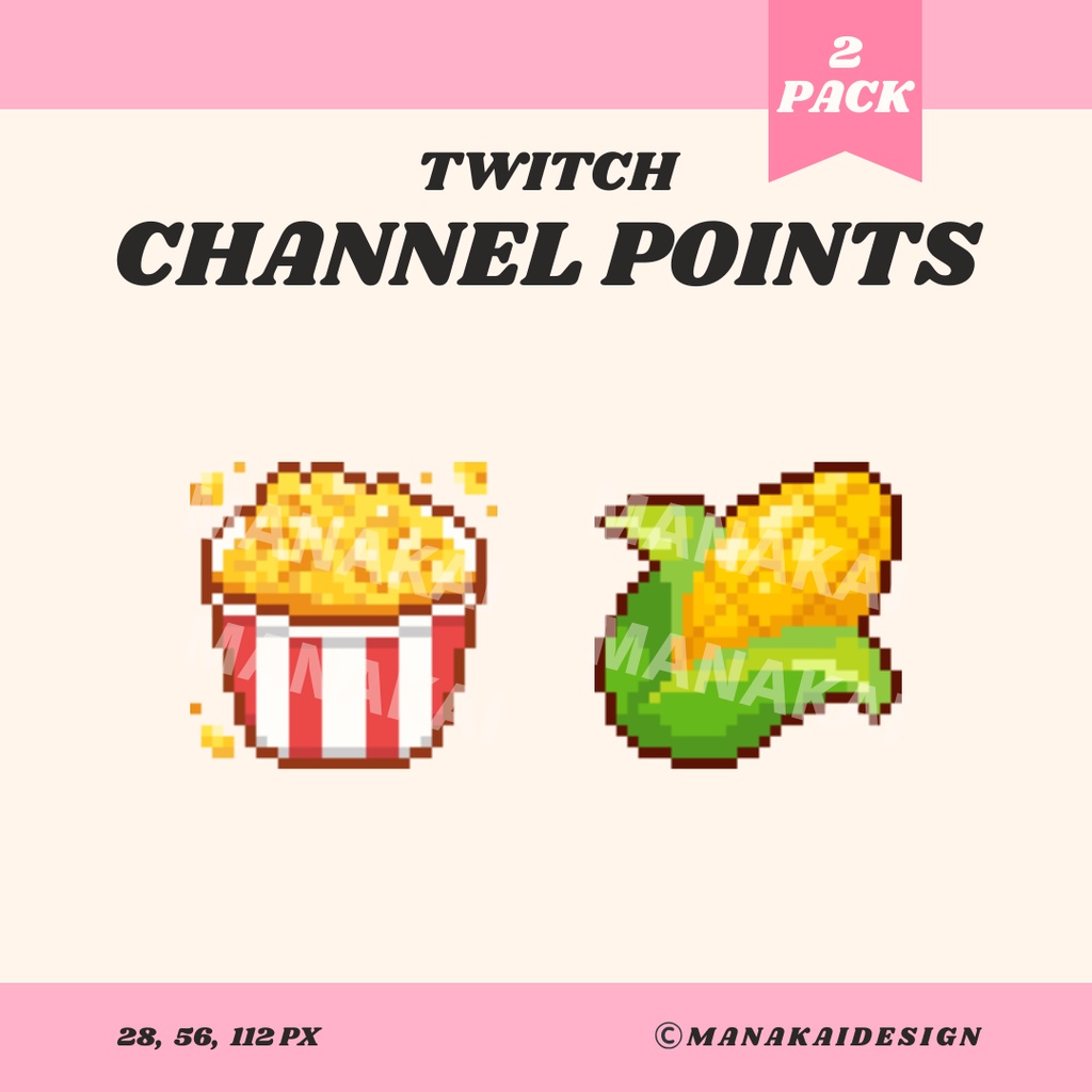 【Twitch対応】コーン&ポップコーン チャンネルポイント ▶︎ドット絵