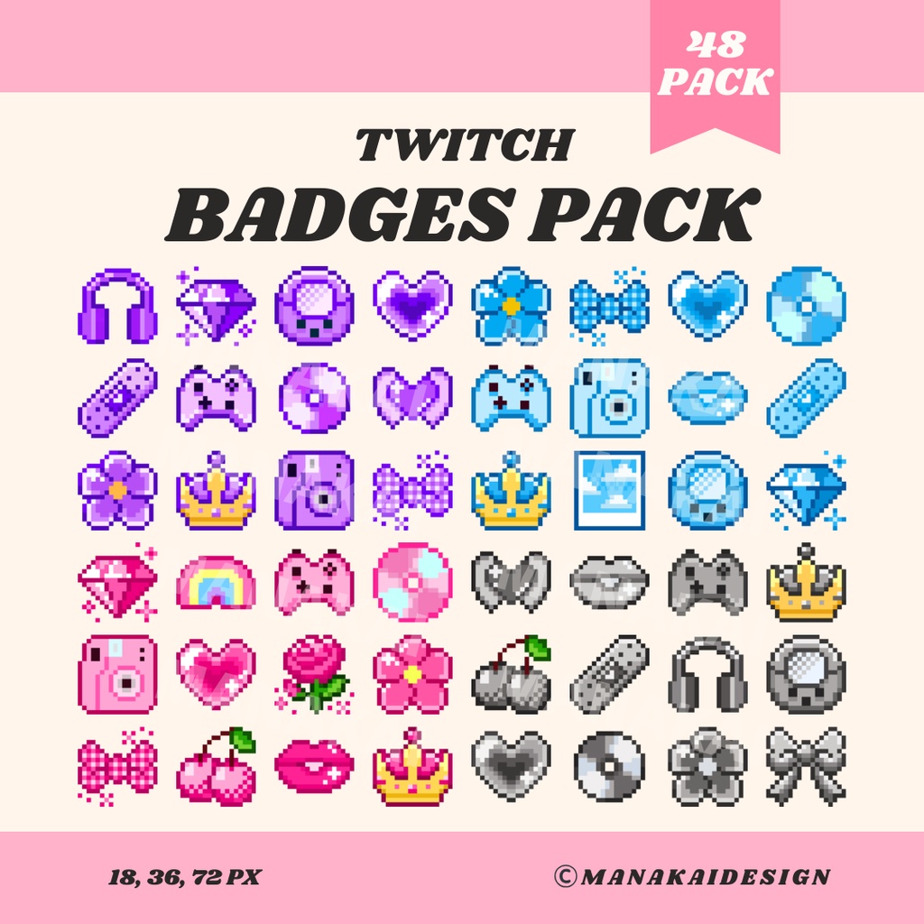 【Twitch対応】平成レトロ Y2K サブスクバッジ ▶︎12個 ドット絵