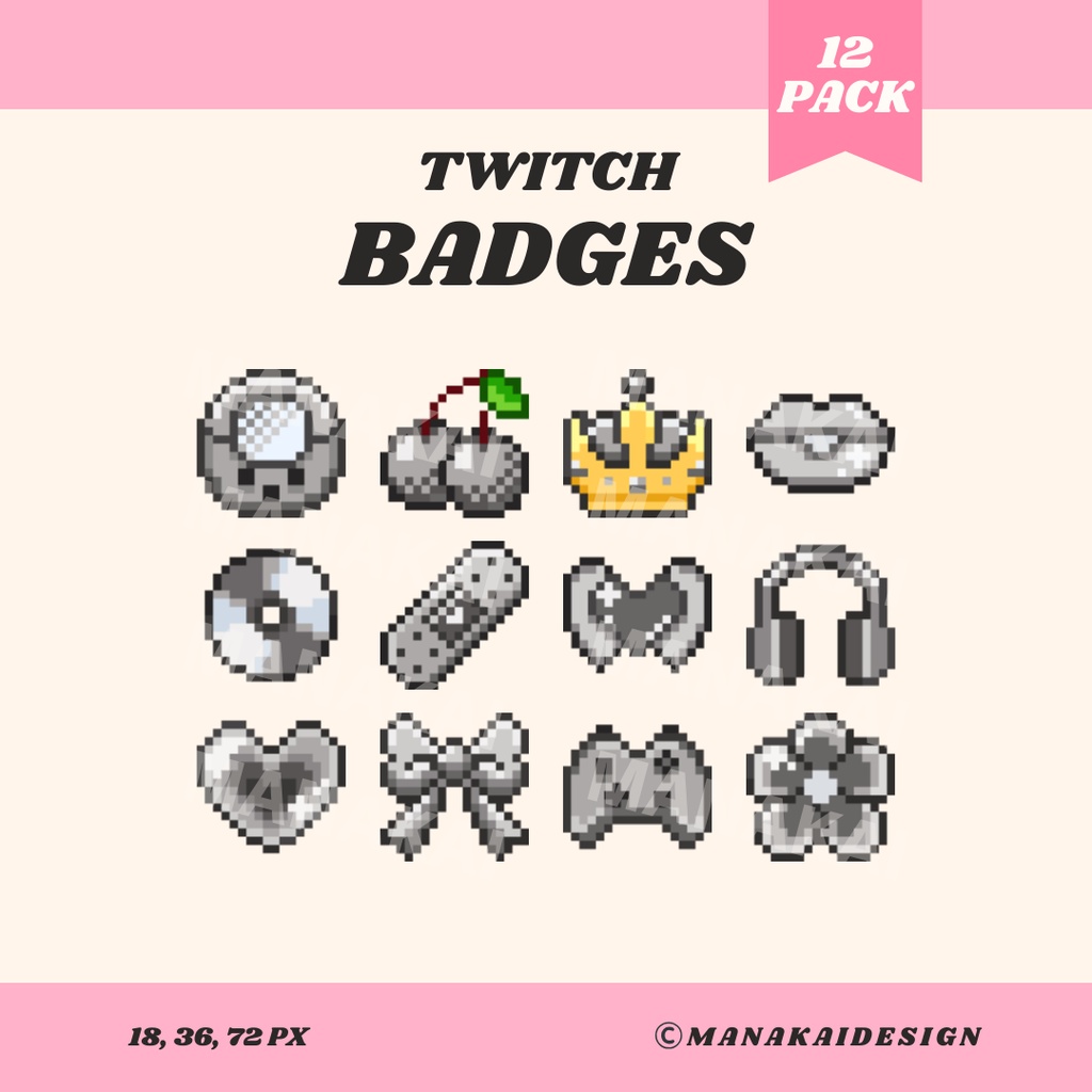 【Twitch対応】平成レトロ Y2K サブスクバッジ ▶︎12個 ドット絵