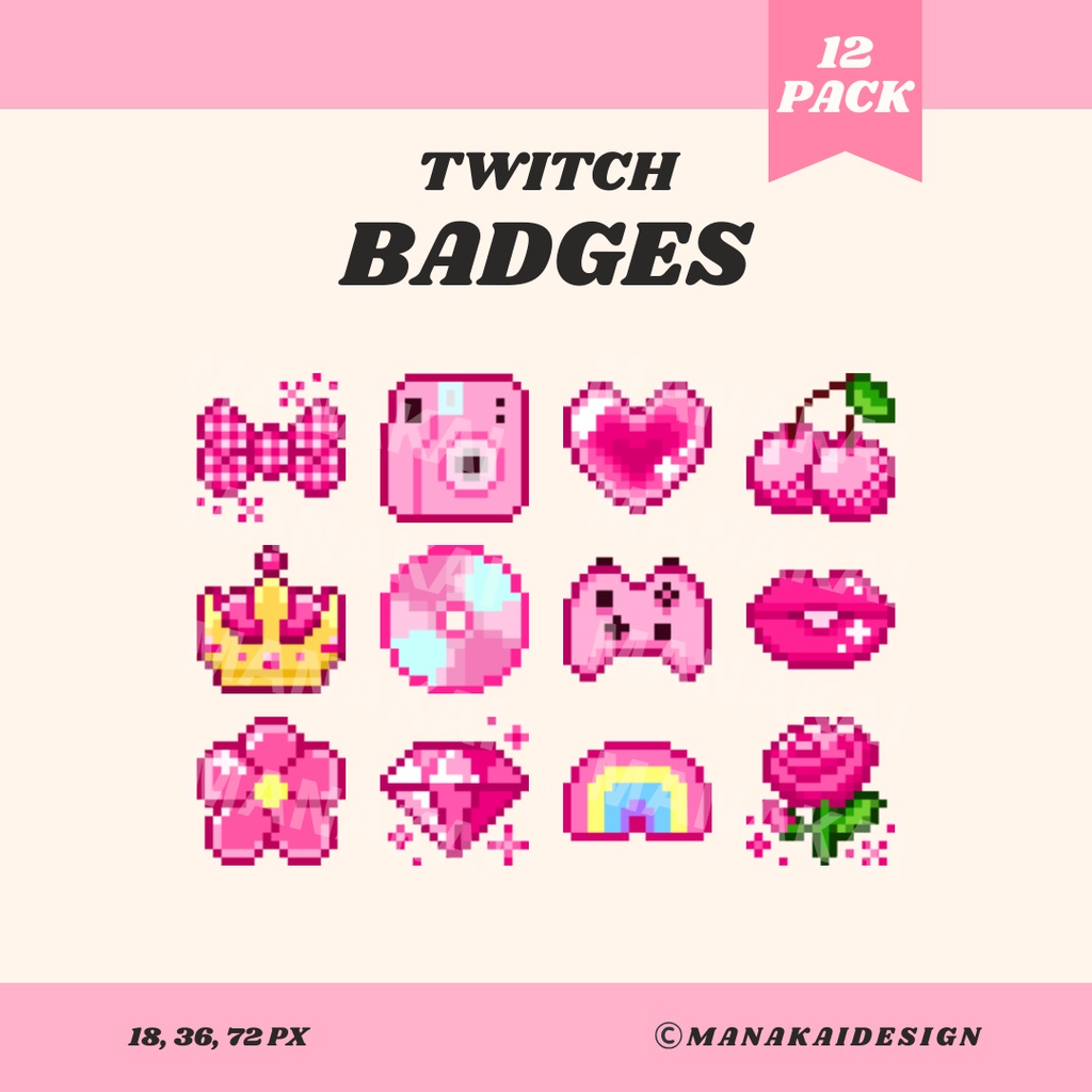 【Twitch対応】平成レトロ Y2K サブスクバッジ ▶︎12個 ドット絵