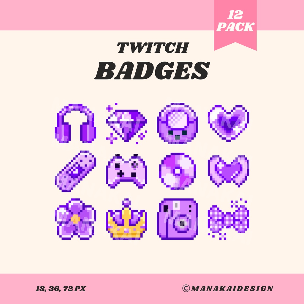 【Twitch対応】平成レトロ Y2K サブスクバッジ ▶︎12個 ドット絵