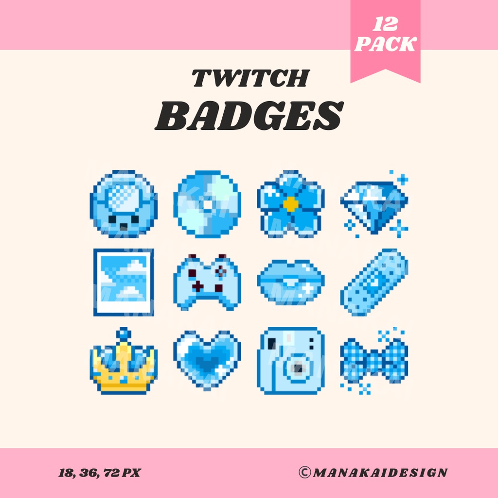 【Twitch対応】平成レトロ Y2K サブスクバッジ ▶︎12個 ドット絵