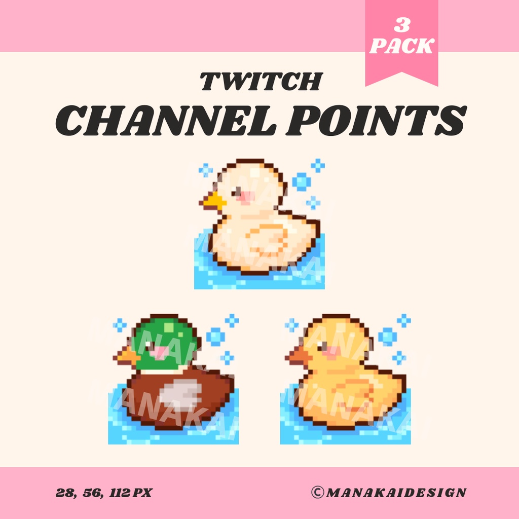 【Twitch対応】アヒル・ひよこ・鴨 チャンネルポイント ▶︎３種 ドット絵