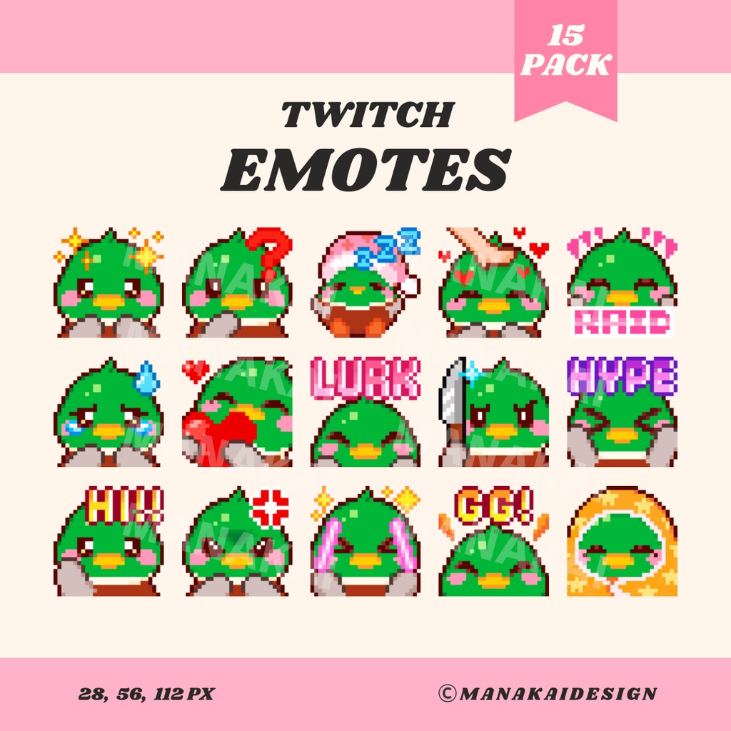 【Twitch/Discord】アヒル・鴨 エモートセット ▶︎ ドット絵
