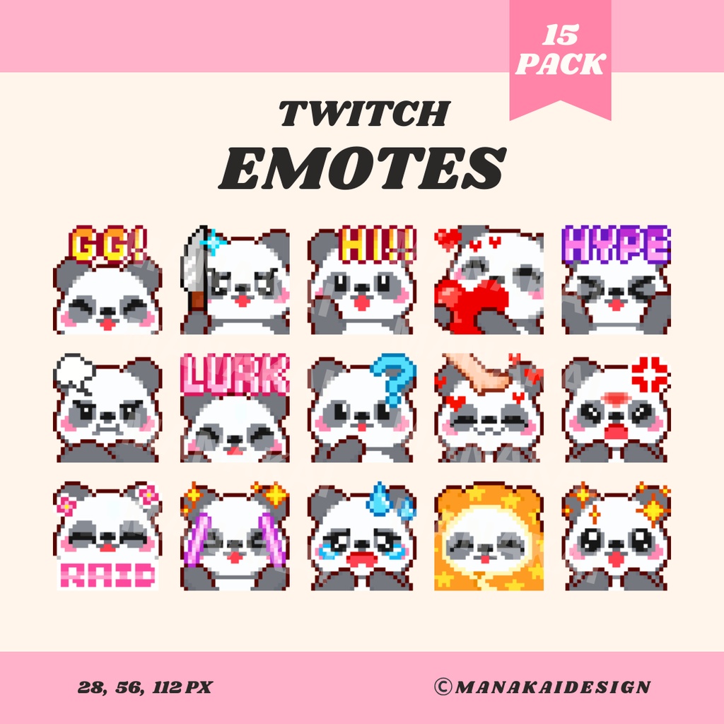 【Twitch/Discord】エモート クマちゃんセット ▶︎ ドット絵
