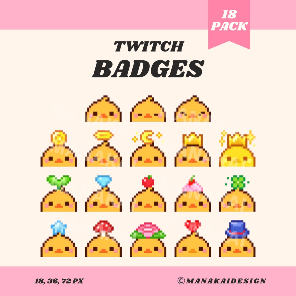 【Twitch】アヒル・ひよこ・鴨 サブスクバッジ ▶︎18種入り