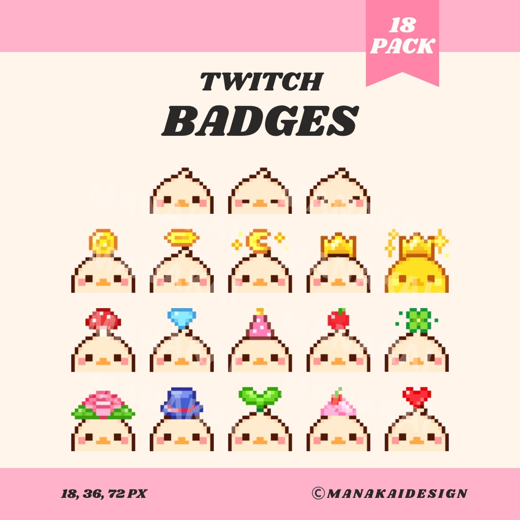  【Twitch】アヒル・ひよこ・鴨 サブスクバッジ ▶︎18種入り
