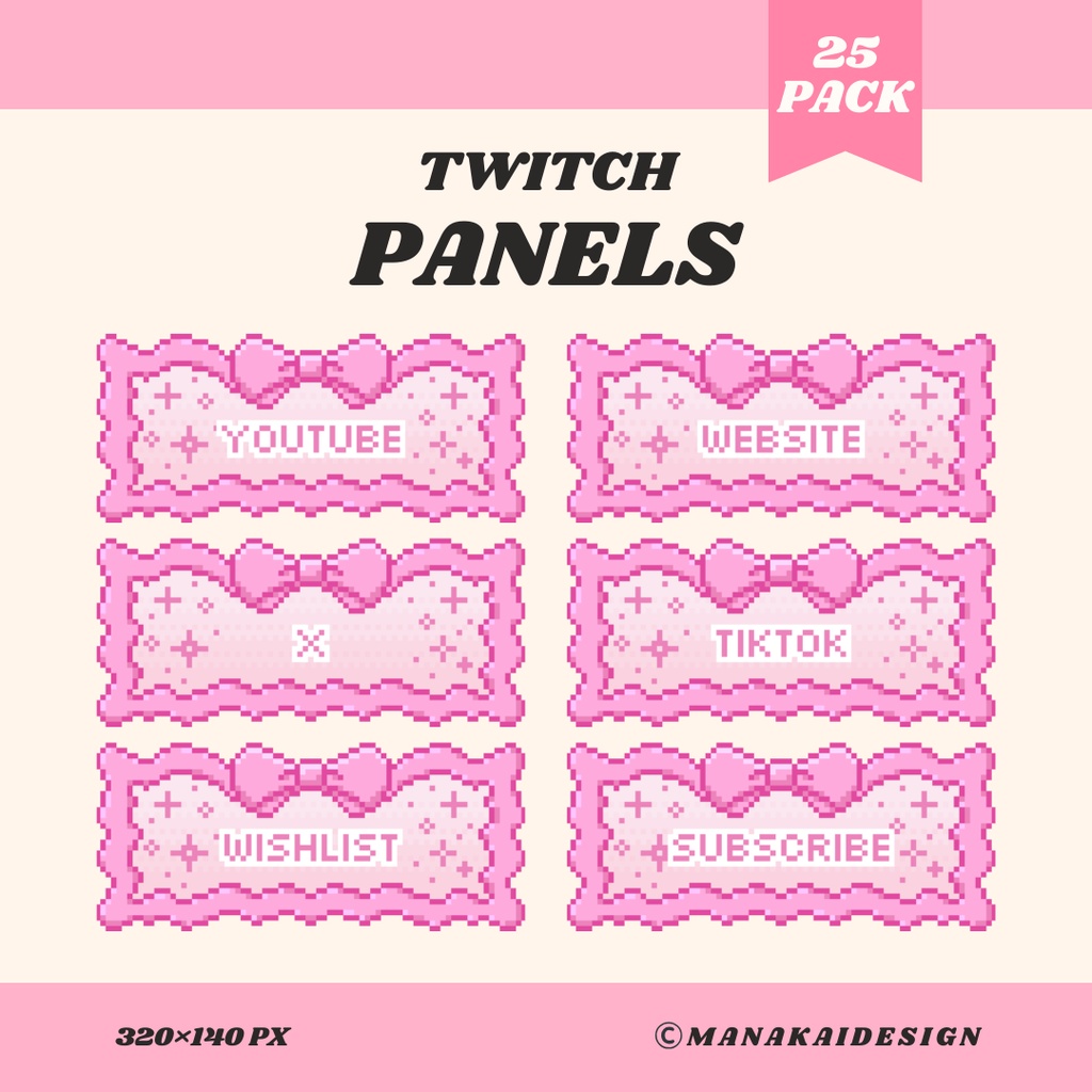 【Twitch】かわいいピンクリボン パネル ▶︎25個