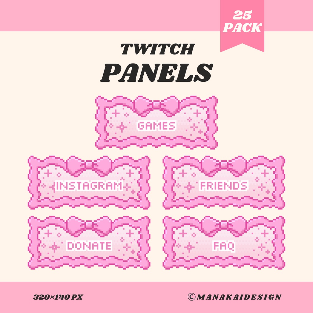 【Twitch】かわいいピンクリボン パネル ▶︎25個