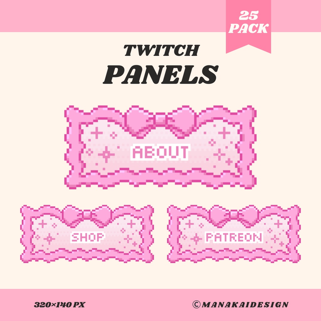 【Twitch】かわいいピンクリボン パネル ▶︎25個