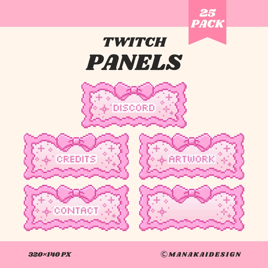 【Twitch】かわいいピンクリボン パネル ▶︎25個