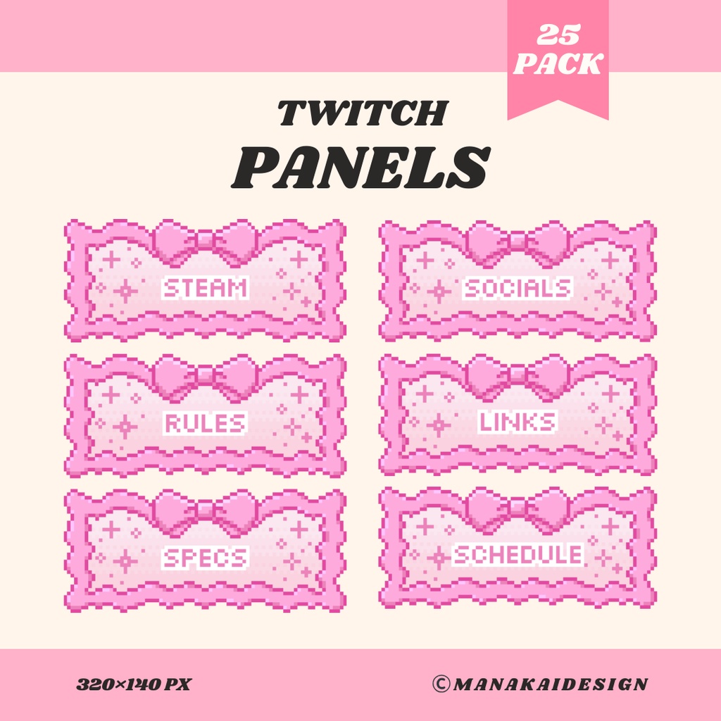 【Twitch】かわいいピンクリボン パネル ▶︎25個