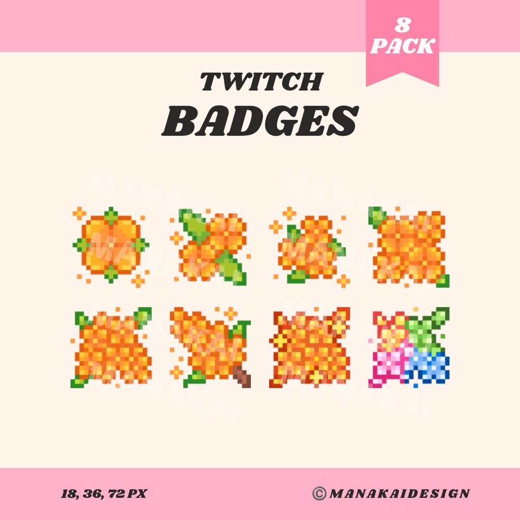 【Twitch対応】金木犀と銀木犀 バッジ ▶︎8個 ドット絵
