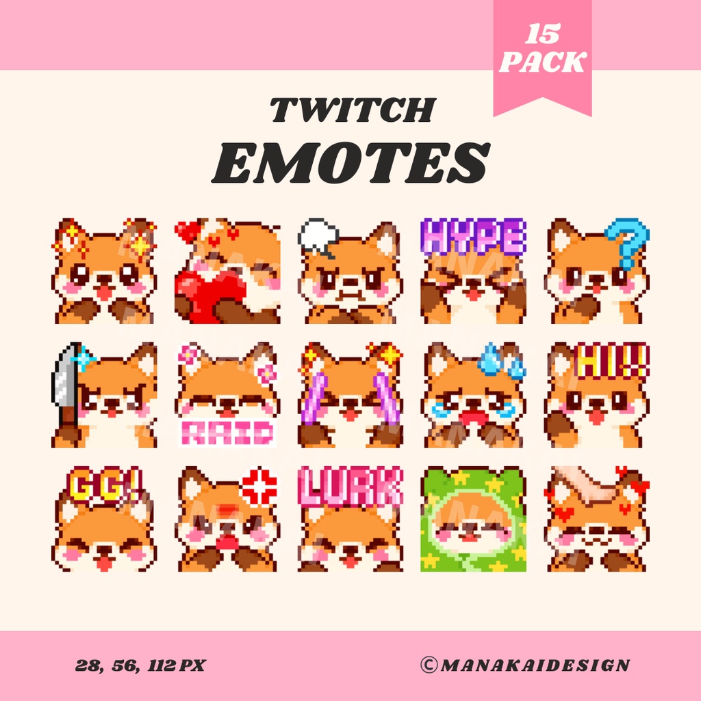 【Twitch/Discord】キツネ・フェニック・オオカミ ▶︎ ドット絵スタンプ