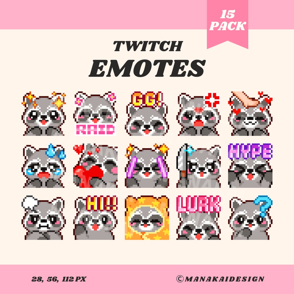 【Twitch/Discord】レッサーパンダ・アライグマ・タヌキ ▶︎ ドット絵スタンプ