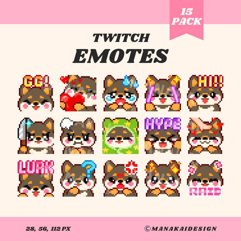 【Twitch/Discord】柴犬・黒柴・コーギー ▶︎ ドット絵スタンプ