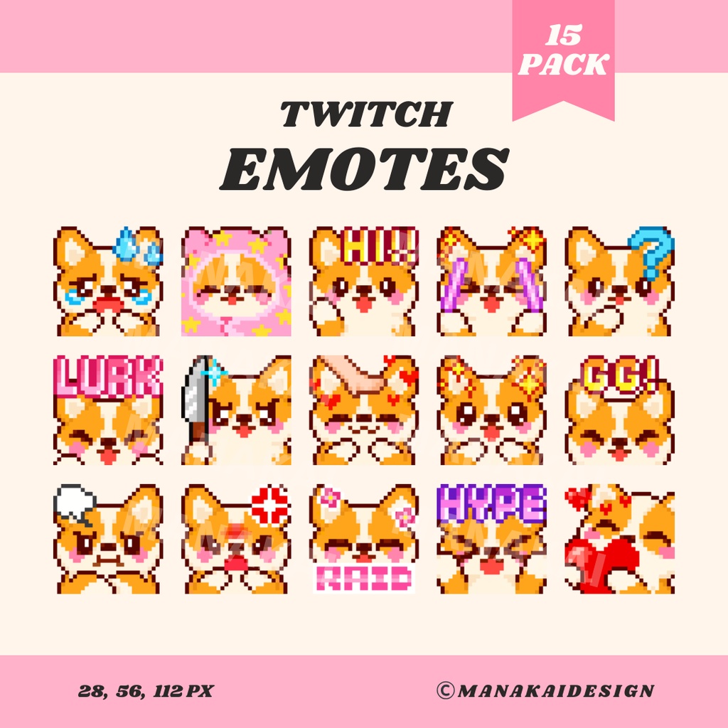 【Twitch/Discord】柴犬・黒柴・コーギー ▶︎ ドット絵スタンプ