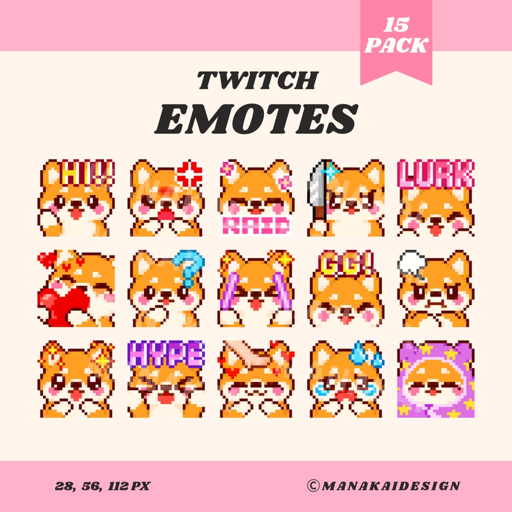 【Twitch/Discord】柴犬・黒柴・コーギー ▶︎ ドット絵スタンプ