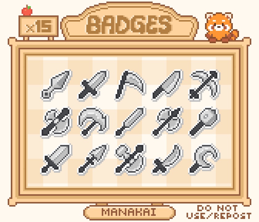【Twitch対応】可愛いRPG武器のサブスクバッジ ▶︎15個 ドット絵