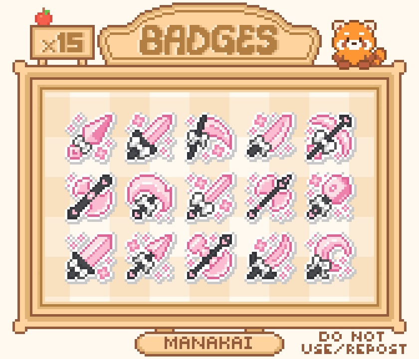 【Twitch対応】可愛いRPG武器のサブスクバッジ ▶︎15個 ドット絵