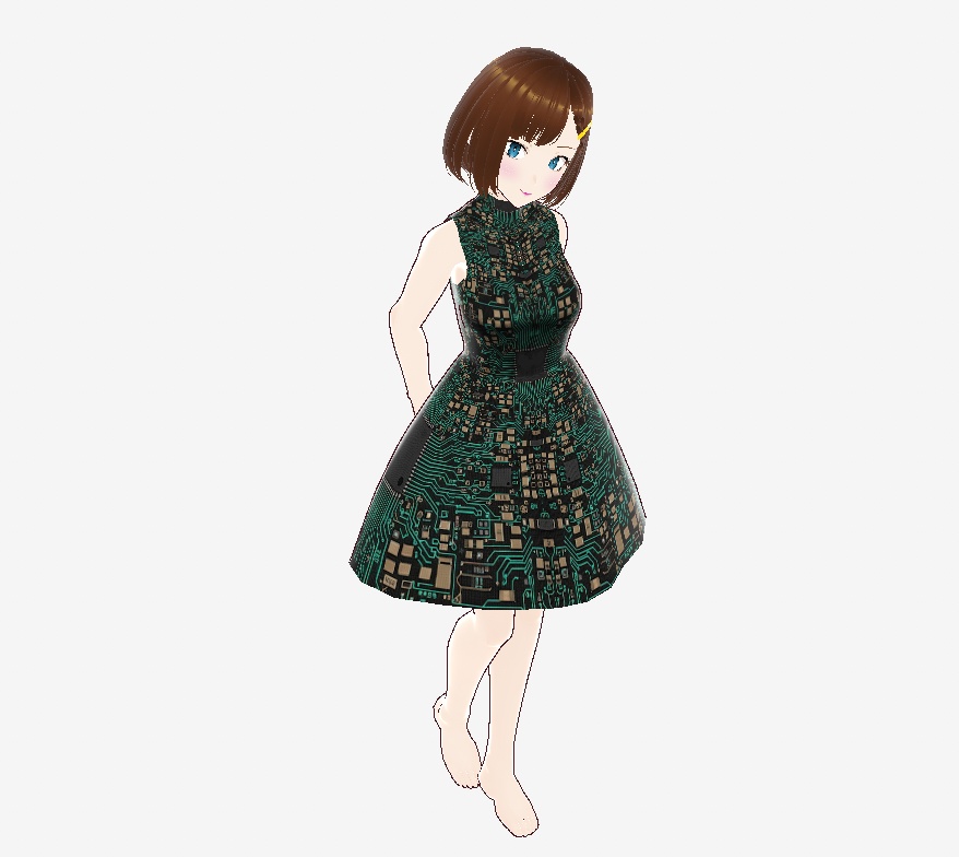 VRoid衣装:プリント基板柄ハイネックワンピース