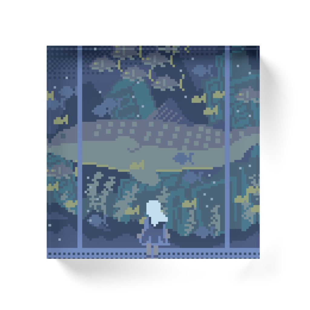 海底遺跡水族館 100×100mm アクリルブロック