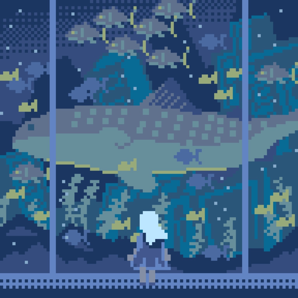 海底遺跡水族館 100×100mm アクリルブロック