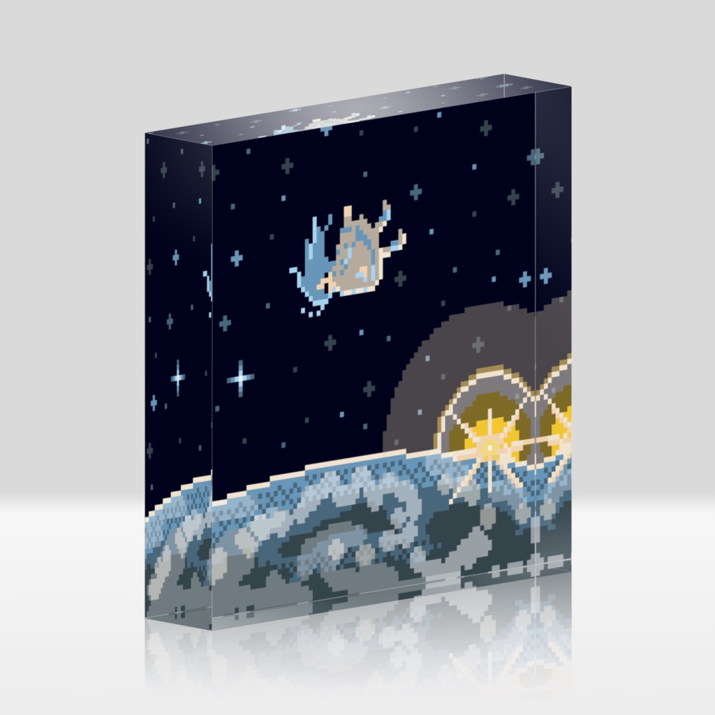 夜明け前の漂流　100×100mm　アクリルブロック