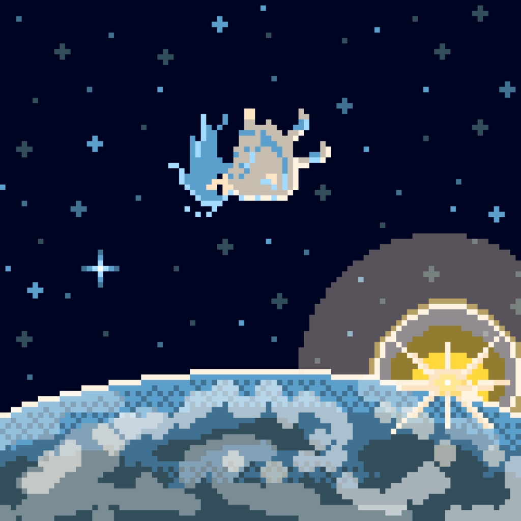 夜明け前の漂流 100×100mm アクリルブロック