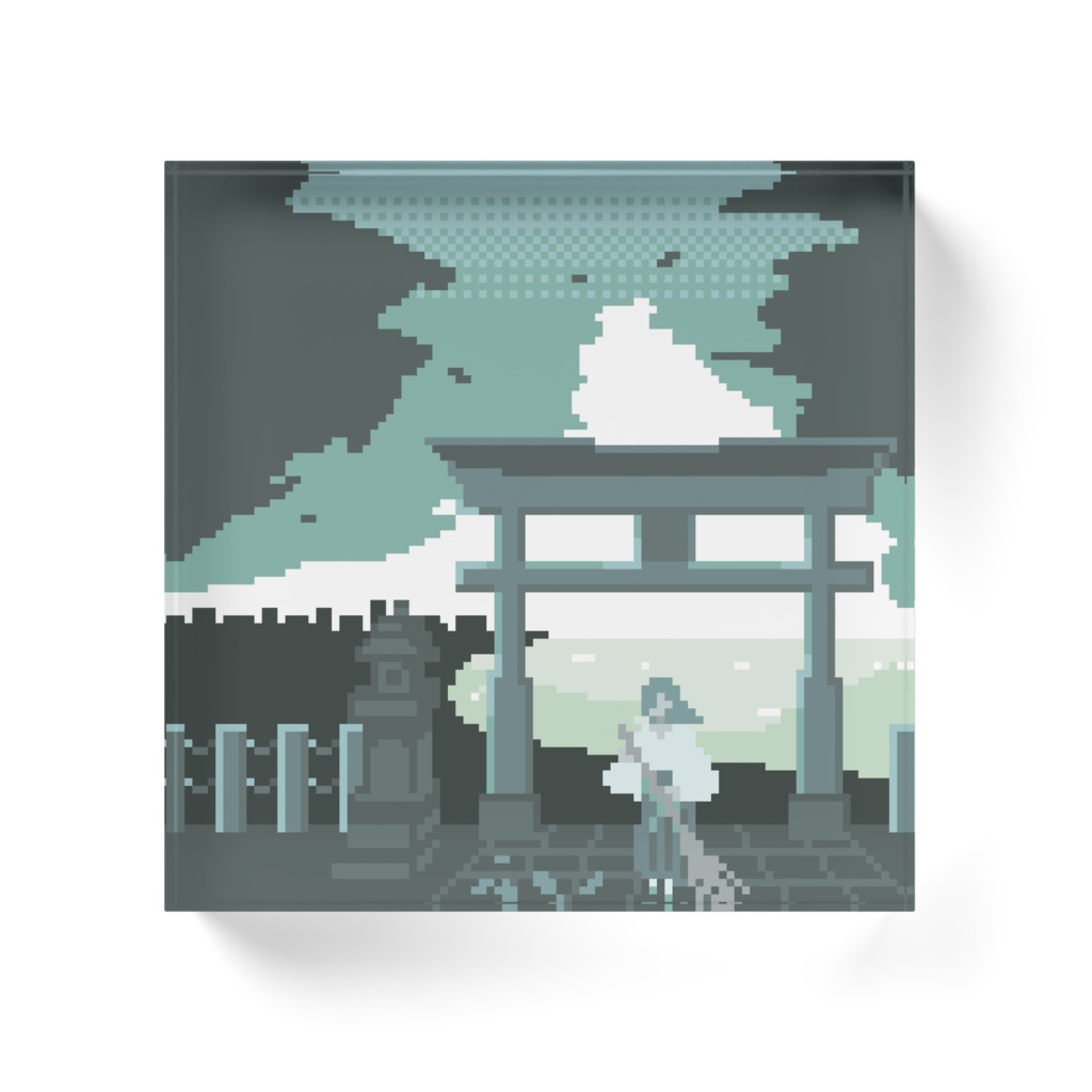 お掃除中 100×100mm アクリルブロック