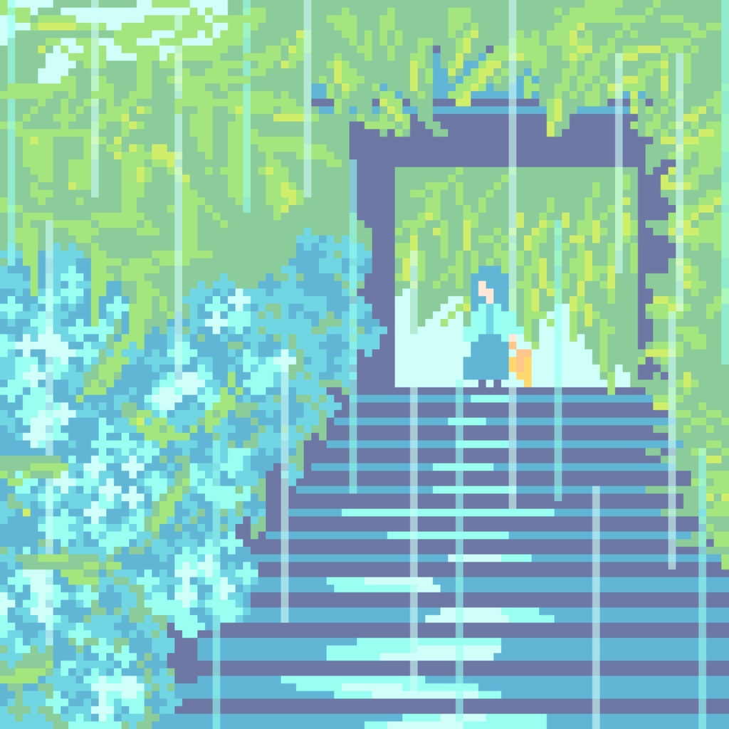 雨の日 100×100mm アクリルブロック