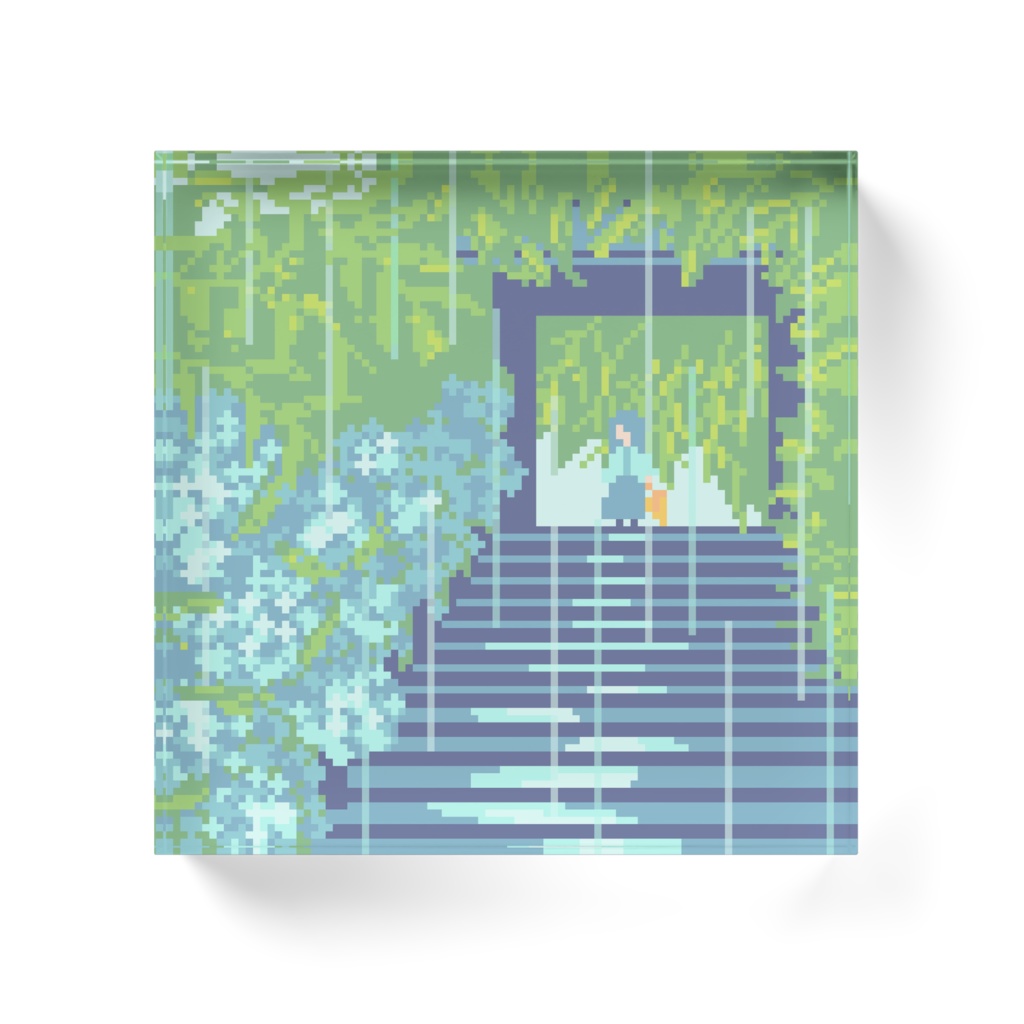 雨の日 100×100mm アクリルブロック