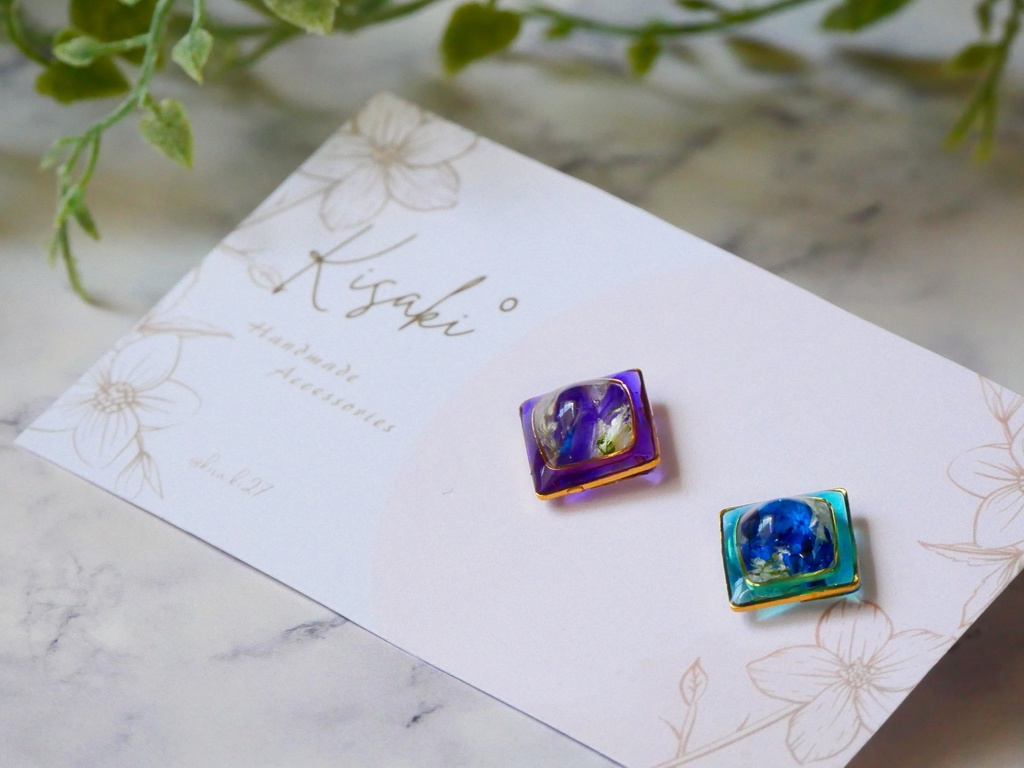 銀魂イメージ*高杉＆銀時ピアス・イヤリング｜一粒フラワーピアス