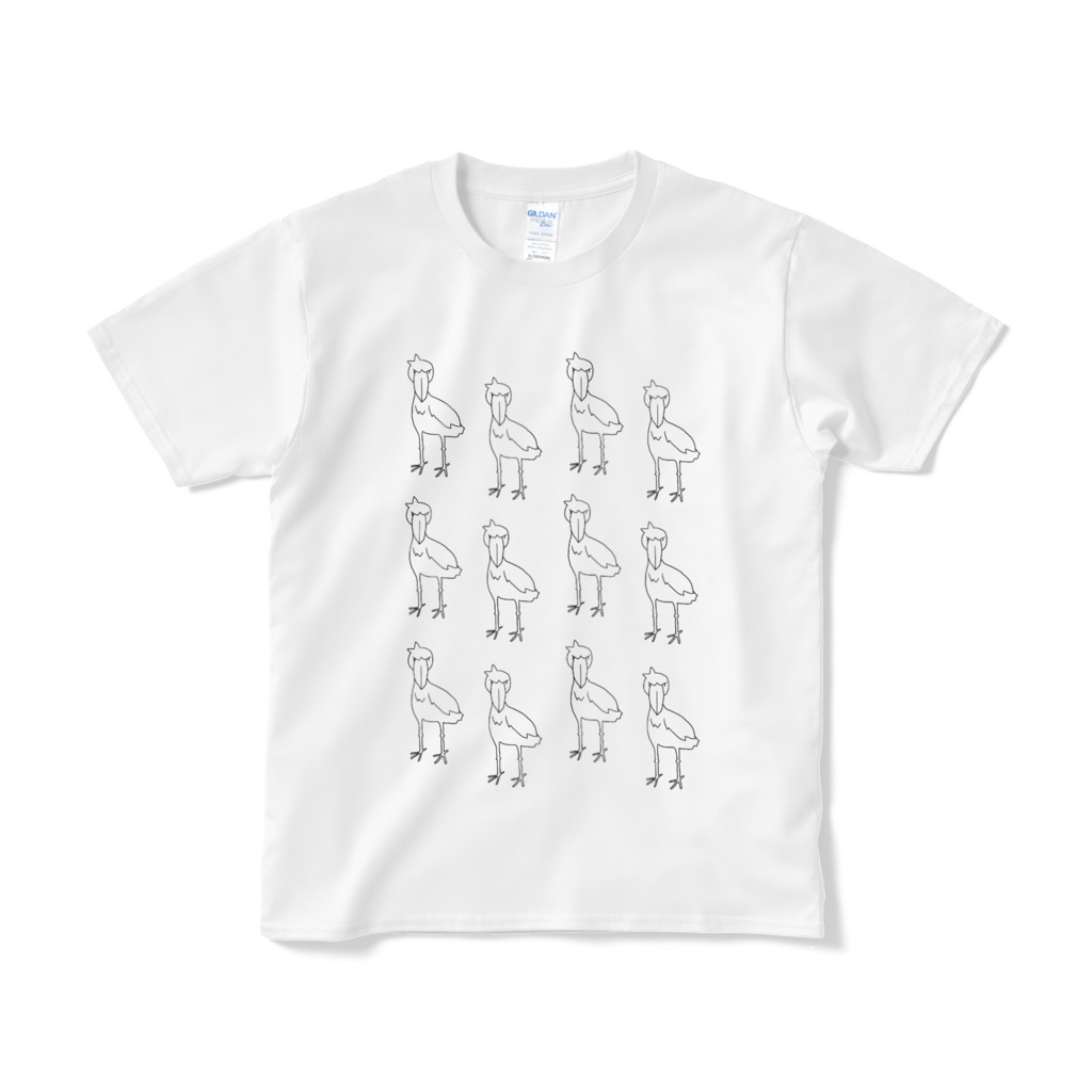ハシビロコウがぎゅっといっぱいいるTシャツ