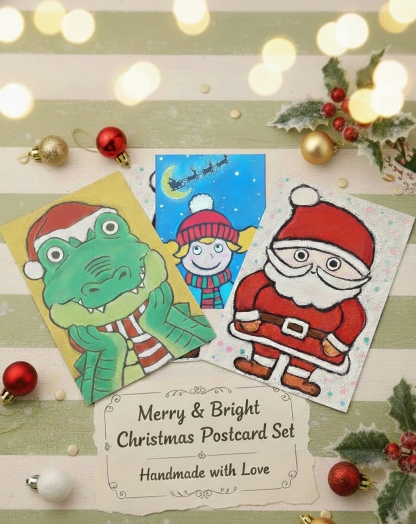 ​【DL版】すぐ使える！個性派クリスマスポストカード3種セット