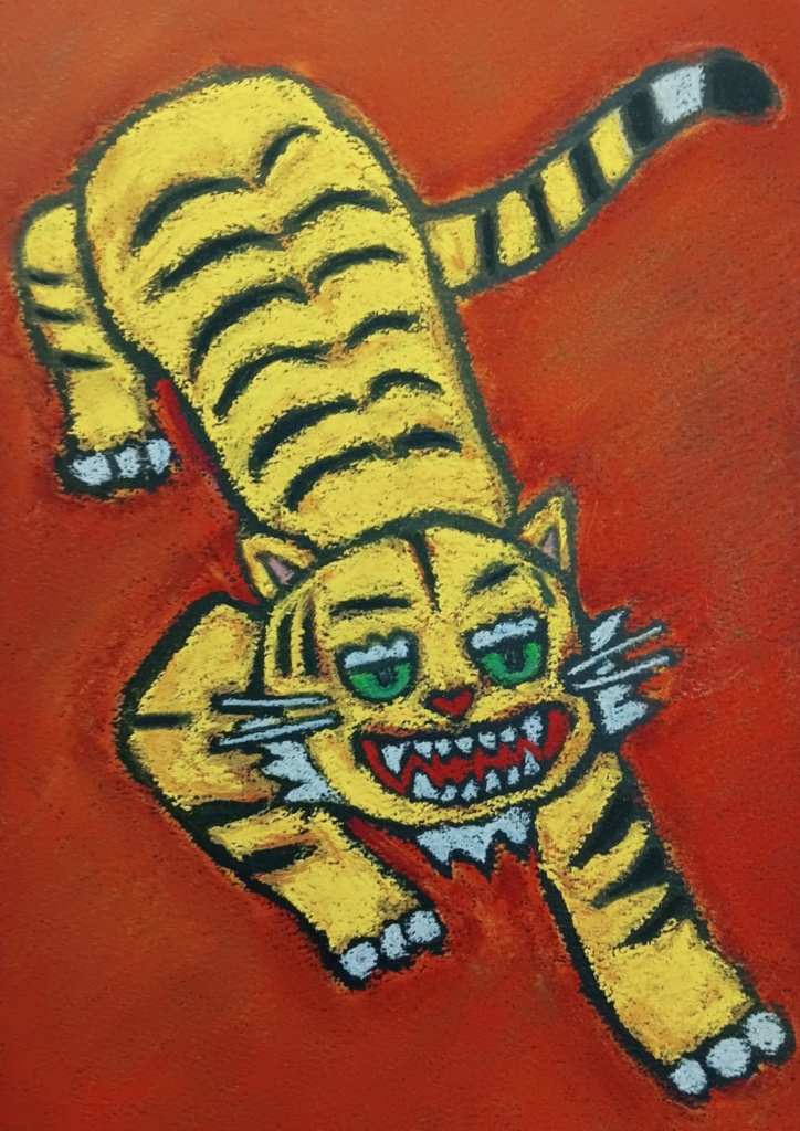 【DL版】すぐ使える!パステル画:虎と縁起魚 ポストカード3種セット