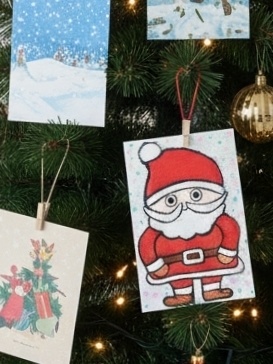 【DL版】すぐ使える🎅🏻 ほっこり可愛い!パステル画まるいサンタさんのポストカード 🎄