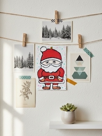 【DL版】すぐ使える🎅🏻 ほっこり可愛い!パステル画まるいサンタさんのポストカード 🎄