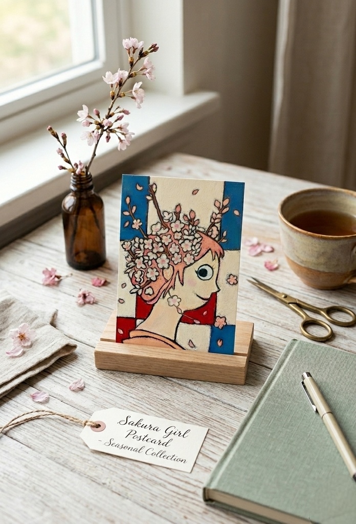 【印刷版】春を彩るパステル画ポストカード3枚セット(桜・桃・プリンセス)
