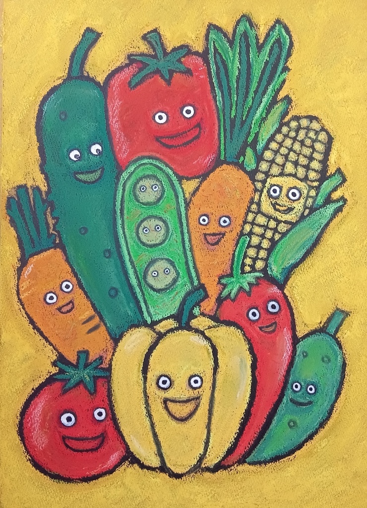 【印刷版】果物と野菜のキャラクター ポストカード 5枚セット