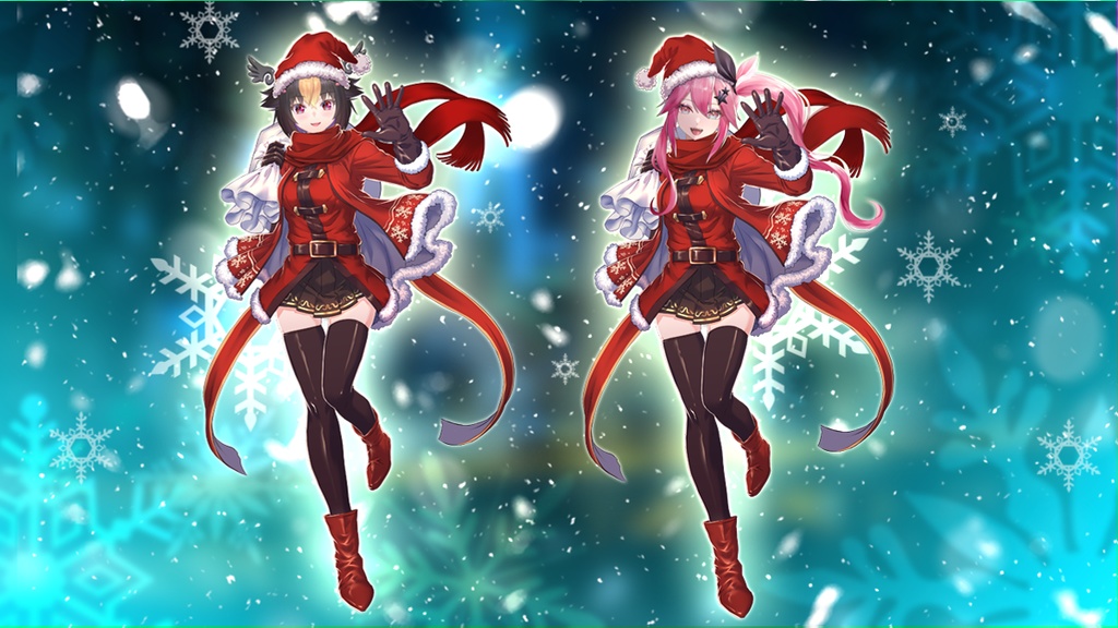 【Vtuber素材/フリー】サンタ衣装セット(男女各1種)/ クリスマス・配信画面・おはV向け