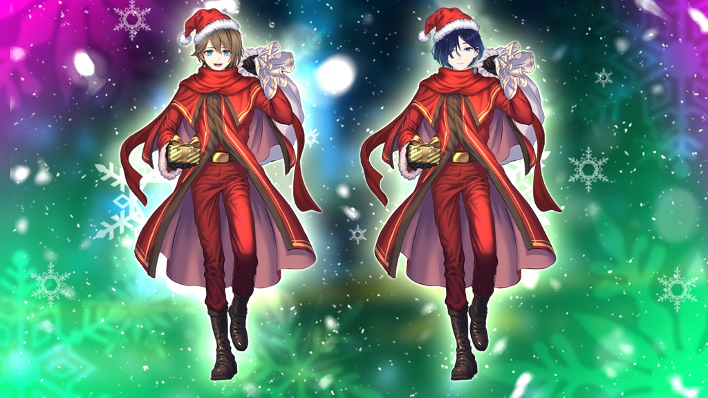 【Vtuber素材/フリー】サンタ衣装セット(男女各1種)/ クリスマス・配信画面・おはV向け